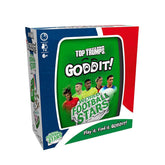 Goddit! World Football Stars Top Trumps Card Game packaging with vibrant design and player images.
